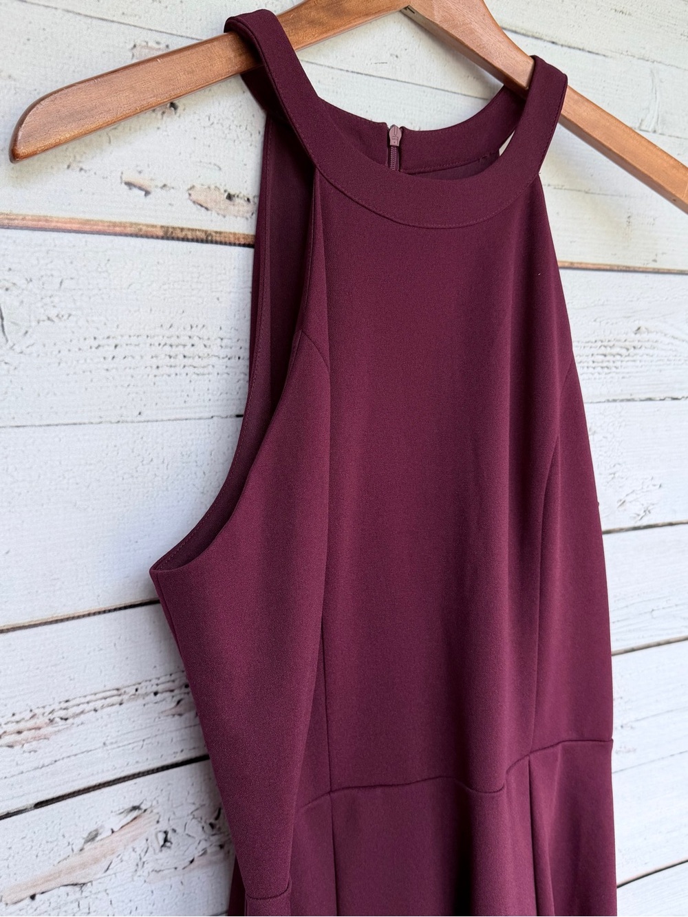 NWT Dressystar Burgundy High Neck Halter High-Low Dress - Size Large - Picture 4 of 6